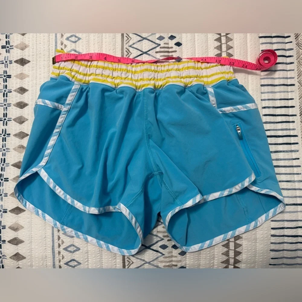 Lululemon Run: Track Attack Short in Spry Blue / Twin Stripe Spry Blue